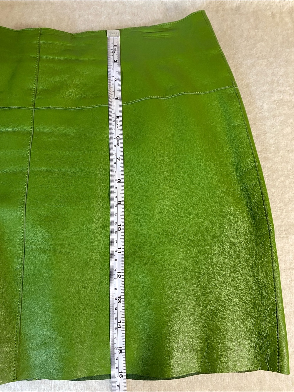 Wilson’s Green Leather A-Line Mini Skirt - Picture 12 of 12